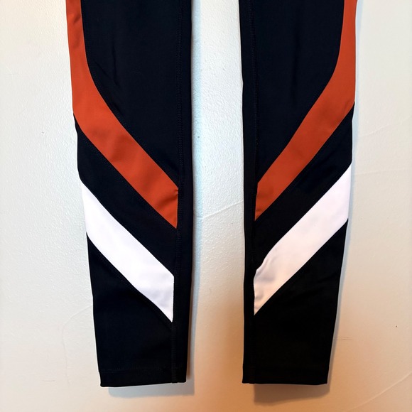 Splits59 Women Black Orange White Chevron High Waist Leggings Size S Activewear - Picture 3 of 7
